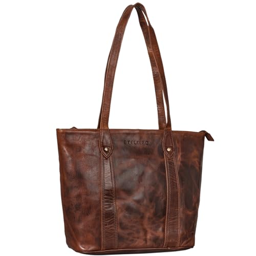 STILORD 'Svea' Elegante Handtasche Damen Mittelgroß Leder Tasche Damen Henkeltasche zum Ausgehen Elegante Abendtasche Shopper Freizeittasche Echtes Leder, Farbe:porto - cognac von STILORD