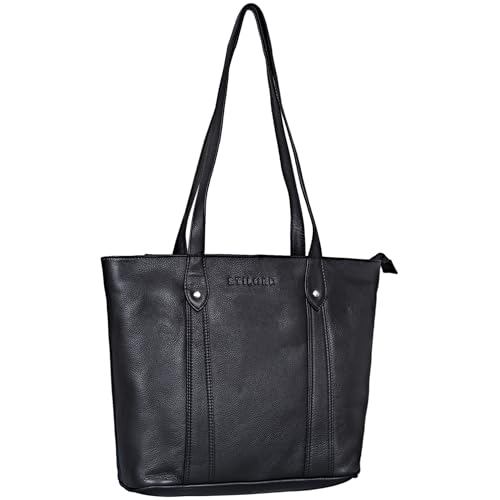 STILORD 'Svea' Elegante Handtasche Damen Mittelgroß Leder Tasche Damen Henkeltasche zum Ausgehen Elegante Abendtasche Shopper Freizeittasche Echtes Leder, Farbe:schwarz von STILORD