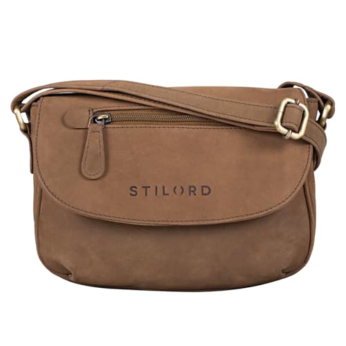 STILORD 'Tamara' Kleine Handtasche Damen Leder Braun Umhängetasche Vintage für Frauen zum Ausgehen Abendtasche Partytasche Elegante Echtleder Tasche von STILORD