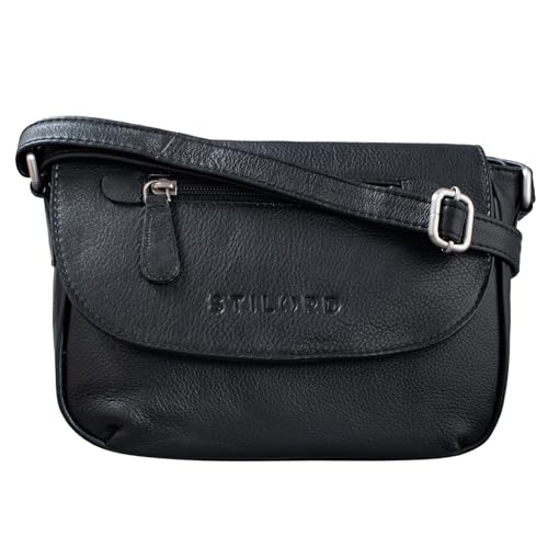 STILORD 'Tamara' Kleine Handtasche Damen Leder Schwarz Umhängetasche Vintage für Frauen zum Ausgehen Abendtasche Partytasche Elegante Echtleder Tasche von STILORD