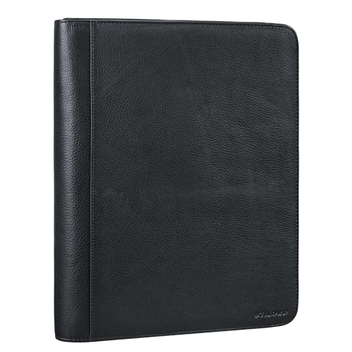 STILORD 'Tate' Vintage Organizer A4 Leder Konferenzmappe Echt Leder Dokumentenmappe mit Ringbuch Schreibmappe für Tablet 11 Zoll Ledermappe mit Reißverschluss Retro, Farbe:Obsidian schwarz von STILORD
