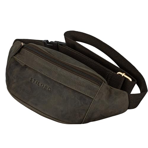 STILORD 'Terry' Bauch Tasche Leder Vintage Hüfttasche für Herren Damen Belt Bag für Jogging Festival Urlaub Handy Gürteltasche Umschnalltasche Echtleder, Farbe:dunkel - braun von STILORD