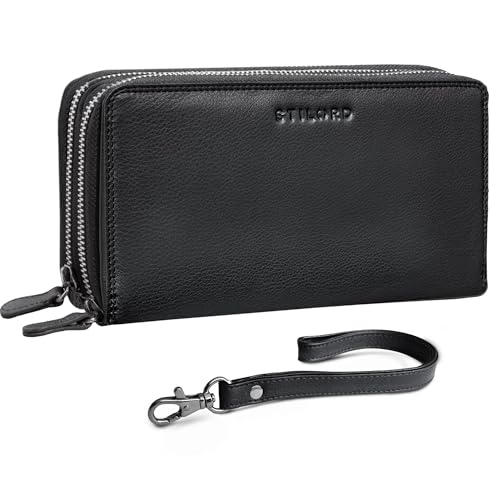 STILORD 'Thor' XXL Geldbörse Herren Leder Schwarz Lang Doppelter Reißverschluss RFID & NFC Große Brieftasche 25 Kartenfächer Handgelenktasche Echtleder mit Handschlaufe STILORD 'Thor' XXL Geldbörse Herren Leder Schwarz Lang Doppelter Reißverschluss RFID & NFC Große Brieftasche 25 Kartenfächer Handgelenktasche Echtleder mit Handschlaufe von STILORD
