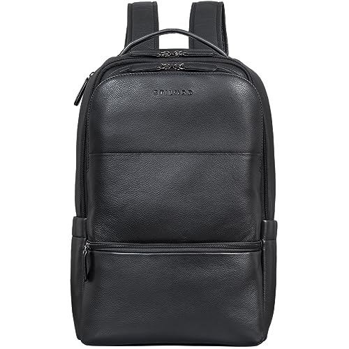 STILORD 'Thore' Luxuriöser Leder Rucksack mit Laptopfach 17 Zoll Damen Business Rucksack Herren Vintage Tagesrucksack Echtleder, Farbe:schwarz von STILORD