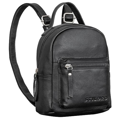 STILORD 'Tiny' Mini Rucksack Damen Leder Rucksack Damen klein Cityrucksack Vintage Daypack Lederrucksack kleiner Damenrucksack Echtleder, Farbe:schwarz STILORD 'Tiny' Mini Rucksack Damen Leder Rucksack Damen klein Cityrucksack Vintage Daypack Lederrucksack kleiner Damenrucksack Echtleder, Farbe:schwarz von STILORD