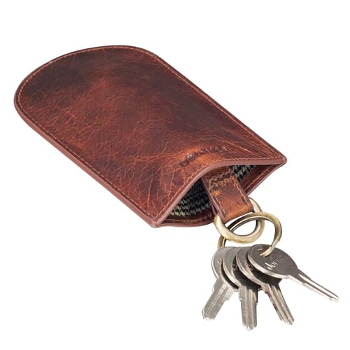 STILORD 'Toby' Schlüsseltasche Leder Schlüsselglocke Schlüsseletui Vintage Schlüsselmäppchen für viele Schlüssel Autoschlüssel Kleines Etui mit Schlüsselring, Farbe:Prestige - braun von STILORD
