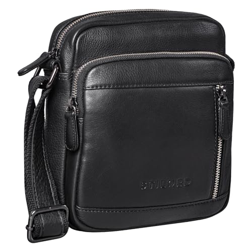 STILORD 'Trae' Tasche Herren Umhängetasche klein Leder Vintage Messenger Bag Herrenhandtasche für Tablet moderne Leder Schultertasche für Männer, Farbe:schwarz von STILORD