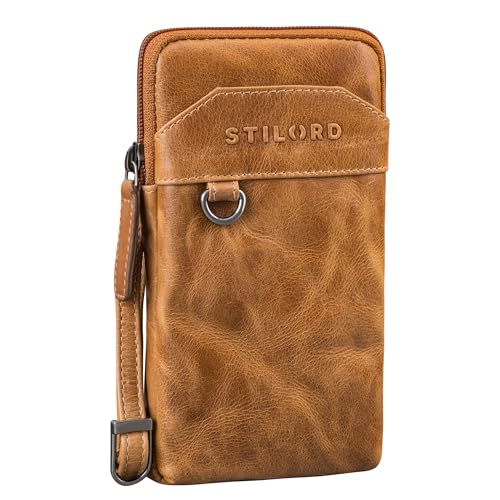 STILORD 'Tyrell' Brusttasche Herren Leder Schultertasche mit Gürtelschlaufe Handytasche zum Umhängen Brustbeutel Crossbody Bag Vintage Gürteltasche, Farbe:perugia-braun von STILORD