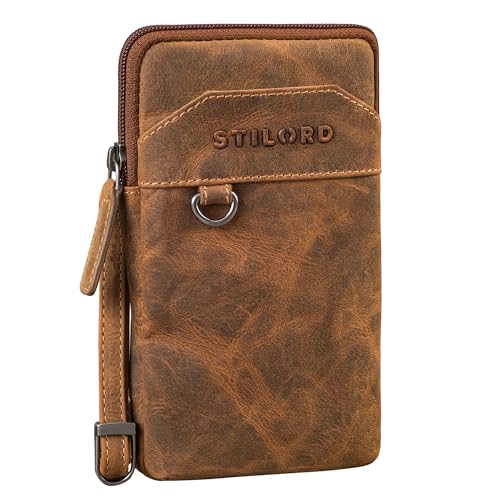 STILORD 'Tyrell' Brusttasche Herren Leder Schultertasche mit Gürtelschlaufe Handytasche zum Umhängen Brustbeutel Crossbody Bag Vintage Gürteltasche, Farbe:bergamo - braun von STILORD