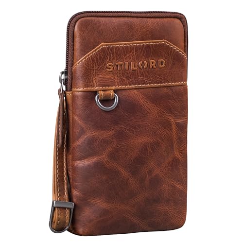STILORD 'Tyrell' Brusttasche Herren Leder Schultertasche mit Gürtelschlaufe Handytasche zum Umhängen Brustbeutel Crossbody Bag Vintage Gürteltasche, Farbe:salerno - braun von STILORD