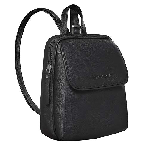 STILORD 'Valentina' Vintage Damenrucksack Klein Leder Daypack Rucksack für Frauen Rucksackhandtasche für City Ausgehen Shopping Damen Tagesrucksack Echtleder, Farbe:schwarz von STILORD