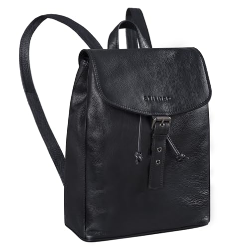 STILORD 'Valerie' Business Rucksack Damen Leder für DIN A4 und für 13,3 Zoll MacBook Großer Daypack Unirucksack Vintage Leder, Farbe:schwarz von STILORD