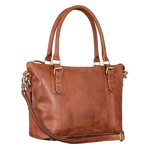 STILORD 'Vanessa' Handtasche Damen Mittelgroß Leder Umhängetasche groß Lederhandtasche Damen Echtleder Schultertasche Frauen Shopper, Farbe:andorra - braun von STILORD