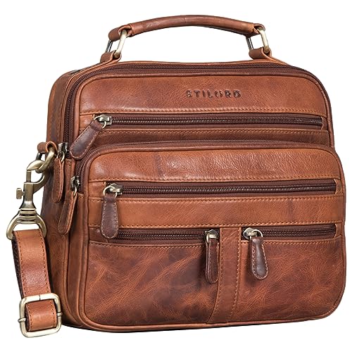 STILORD 'Veland' Vintage Messenger Bag für Herren Echtleder Männer Businesstasche klein Kameratasche Leder Umhängetasche Herren, Farbe:Kara - Cognac von STILORD