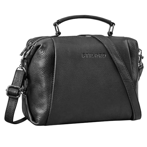 STILORD 'Vera' Vintage Leder Umhängetasche Damen Handtasche klein Echtleder Tasche Retro Damenhandtaschen Antik Schultertasche Echtleder, Farbe:obsidian schwarz von STILORD