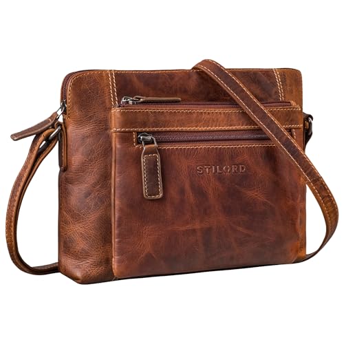 STILORD 'Verdelio' Moderne Damen Umhängetasche Leder Klein - Vintage Leder Messenger Bag Damen-Handtasche - Frauen-Handtasche Echt-Leder - Passend für Tablet bis 10 Zoll, Farbe:salerno - braun von STILORD
