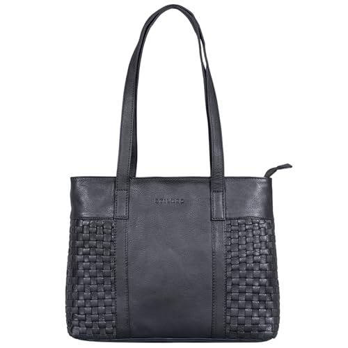 STILORD 'Verena' Echt-Leder Shopper Damen Schultertasche Flecht-Optik mit langen Henkel Handtasche Umhänge-Tasche für Schule Arbeit Shopping Vintage Tote Bag Echtleder, Farbe:schwarz STILORD 'Verena' Echt-Leder Shopper Damen Schultertasche Flecht-Optik mit langen Henkel Handtasche Umhänge-Tasche für Schule Arbeit Shopping Vintage Tote Bag Echtleder, Farbe:schwarz von STILORD