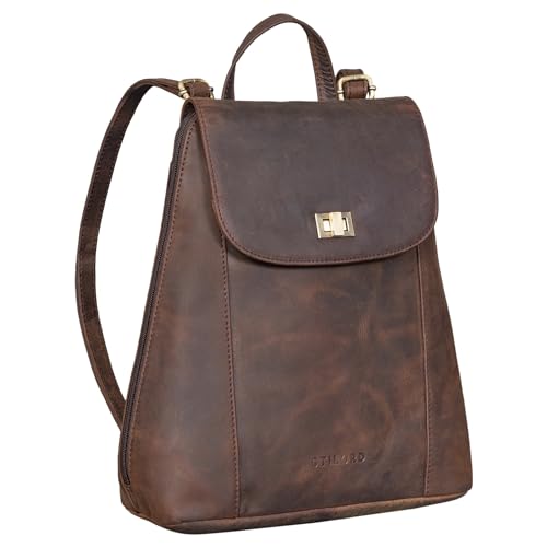 STILORD 'Victoria II' Lederrucksack Damen Vintage Rucksack für 13 Zoll MacBook DIN A4 Elegante Rucksackhandtasche für City Ausgehen Shopping Daypack, Farbe:colorado - braun von STILORD