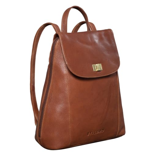 STILORD 'Victoria II' Lederrucksack Damen Vintage Rucksack für 13 Zoll MacBook DIN A4 Elegante Rucksackhandtasche für City Ausgehen Shopping Daypack, Farbe:texas - braun von STILORD