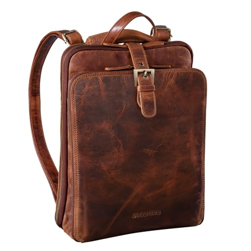 STILORD 'Vienna' Rucksack Tasche aus Leder - Praktisches 3-in-1 Konzept als Rucksack Handtasche Umhängetasche - Großer Daypack aus Echtem Vintage Leder, Farbe:kara - cognac von STILORD