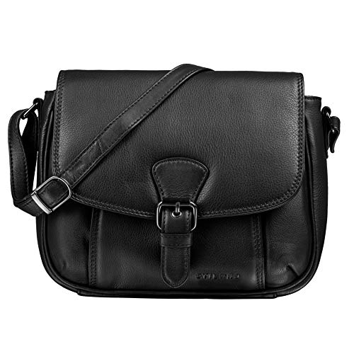 STILORD 'Violeta' Leder Umhängetasche Damen Vintage Handtasche klein Schultertasche Abendtasche Partytasche Freizeittasche Echtleder, Farbe:schwarz von STILORD