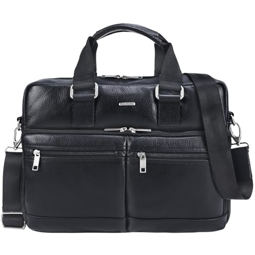 STILORD 'Vito' Vintage Businesstasche Leder Herren Damen 14 Zoll Laptoptasche Umhängetasche Aktentasche Arbeitstasche Rindsleder, Farbe:schwarz von STILORD