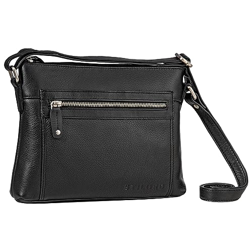 STILORD 'Wanda' Leder Handtasche Damen Klein Umhängetasche für Frauen Elegante Schultertasche für Shopping Freizeit Vintage Crossbody Bag Echtleder, Farbe:schwarz von STILORD