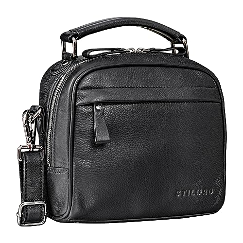 STILORD 'Yannie' Umhängetasche Leder klein für Damen Herren Vintage Schultertasche Henkel für 10.1 Zoll Tablet iPad DIN A5 Crossbody Bag zum Umhängen, Farbe:schwarz von STILORD