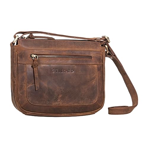 STILORD 'Ylva' Kleine Echtleder Handtasche Damen Vintage Umhängetasche Frauen klassische Abendtasche Klein Freizeittasche Partytasche zum Ausgehen, Farbe:vinto - braun von STILORD