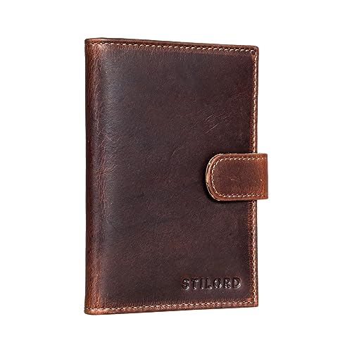 STILORD 'Yoshi' Reisepasshülle Leder Karten Portemonnaie Reiseorganizer Ausweishülle Leder Slim Wallet aus Echtleder Kartenhalter Vintage, Farbe:Florida - braun von STILORD