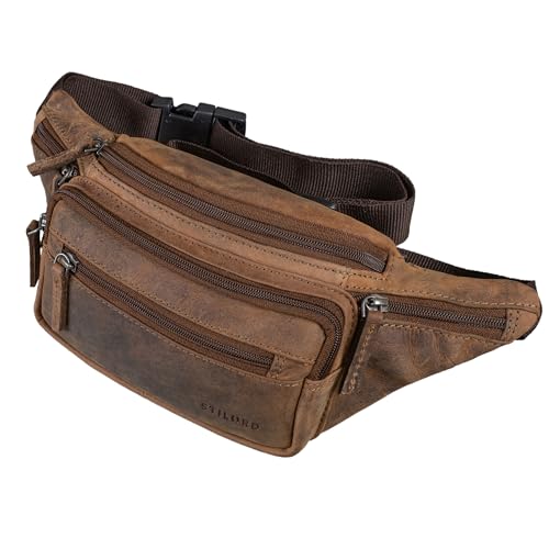 STILORD 'Zion' Vintage Gürteltasche Echtleder als Bauchtasche Umhängetasche oder Brusttasche Cross-Body Bag Hüfttasche Männer Damen Handy Festival Leder, Farbe:Calais - braun von STILORD