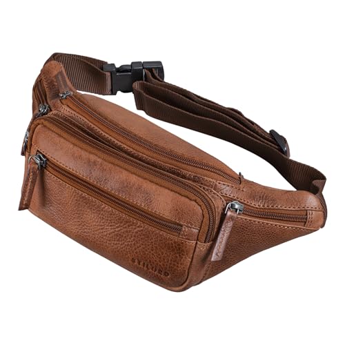 STILORD 'Zion' Vintage Gürteltasche Echtleder als Bauchtasche Umhängetasche oder Brusttasche Cross-Body Bag Hüfttasche Männer Damen Handy Festival Leder, Farbe:Napoli - braun von STILORD