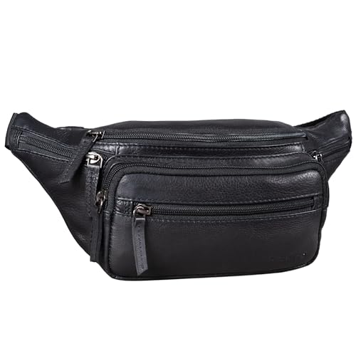 STILORD 'Zion' Vintage Gürteltasche Echtleder als Bauchtasche Umhängetasche oder Brusttasche Cross-Body Bag Hüfttasche Männer Damen Handy Festival Leder, Farbe:Obsidian schwarz von STILORD