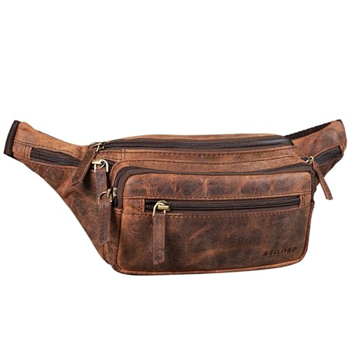 STILORD 'Zion' Vintage Gürteltasche Echtleder als Bauchtasche Umhängetasche oder Brusttasche Cross-Body Bag Hüfttasche Männer Damen Handy Festival Leder, Farbe:Sepia - braun von STILORD