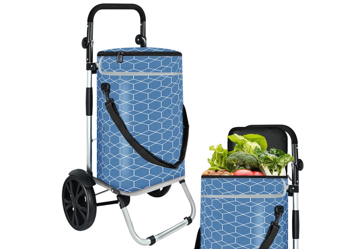 STILVORA Einkaufstrolley Faltbar Handwagen Bollerwagen Transportwagen klappbar Einkaufstrolley, 40 l, Trolley Sackkarre Umhängetaschemit Kühlfach und belastbar bis 40kg STILVORA Einkaufstrolley Faltbar Handwagen Bollerwagen Transportwagen klappbar Einkaufstrolley, 40 l, Trolley Sackkarre Umhängetaschemit Kühlfach und belastbar bis 40kg von STILVORA