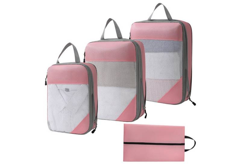 STILVORA Kofferorganizer 4-teiliges Set Reise-Organizer Set Packtaschen Set Kleidungstasche (Set 4 Stück Klein Mittel Groß mit Schuhbeutel, 4-tlg., Kompressions Verpackungswürfel, Kleidertaschen), Aufbewahrungsbeutel für Reisen von STILVORA