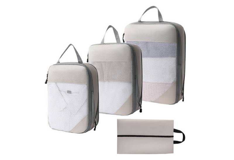 STILVORA Kofferorganizer 4-teiliges Set Reise-Organizer Set Packtaschen Set Kleidungstasche (Set 4 Stück Klein Mittel Groß mit Schuhbeutel, 4-tlg., Kompressions Verpackungswürfel, Kleidertaschen), Aufbewahrungsbeutel für Reisen von STILVORA