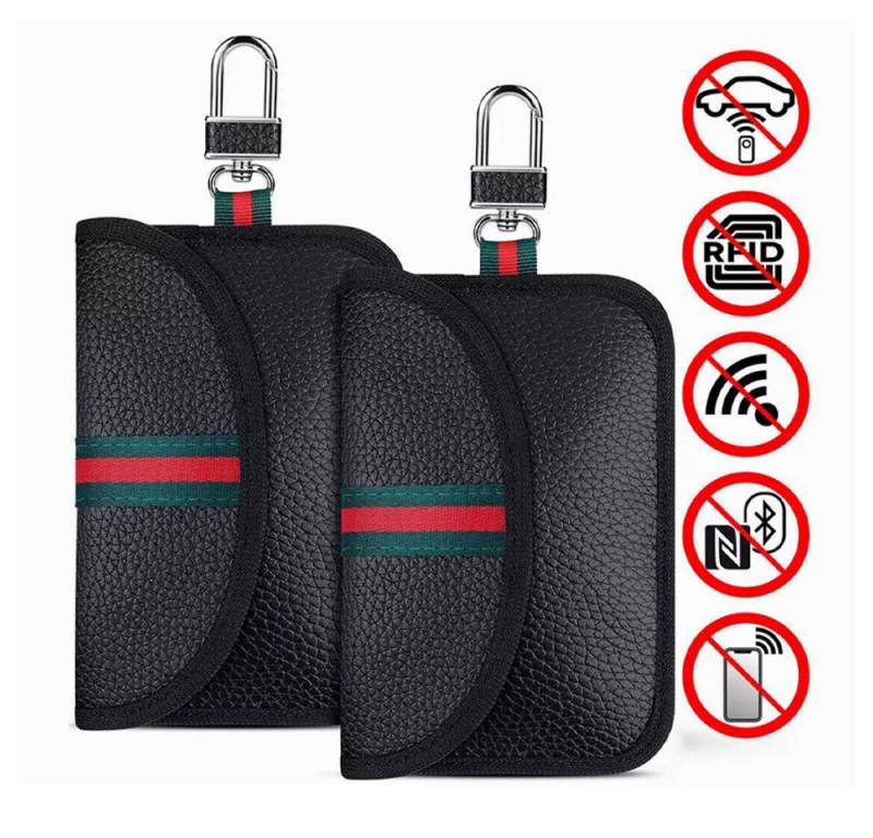 STILVORA Schlüsseltasche RFID Autoschlüssel Tasche RFID Blocker Schutztasche Keyless Hülle (Funkschlüssel Abschirmung Schlüsseletui, 2-tlg., 9x14 cm, RFID Schutz Fächern, car key cover), mit Reißverschluss Schutz für Männer und Frauen von STILVORA
