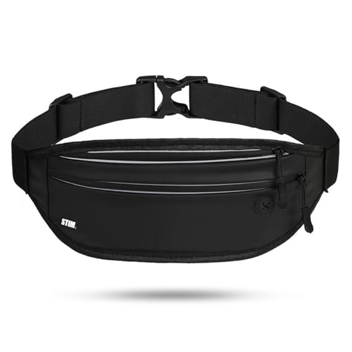 STIM Laufgürtel für Handy Herren Damen Reflektierende Lauf Gürtel bis zu 7,2" Schwarz Einheitsgröße von STIM