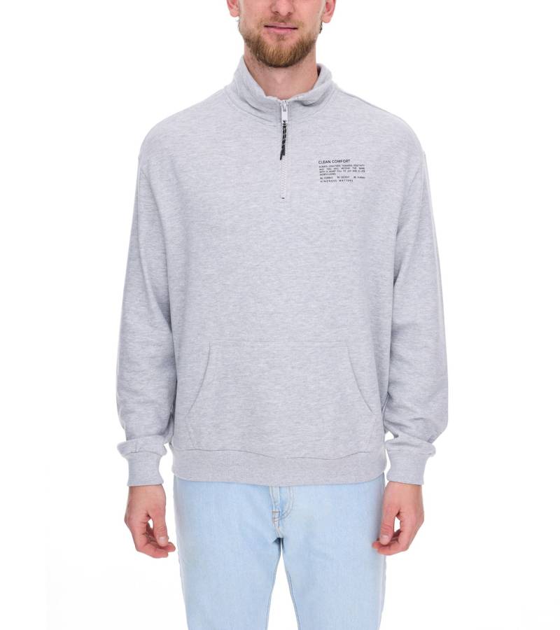 STITCH & SOUL Herren Sweater mit Reißverschluss moderner Troyer-Pullover mit Stehkragen Baumwoll-Pullover H10014C21404A  23200 Hellgrau von STITCH & SOUL
