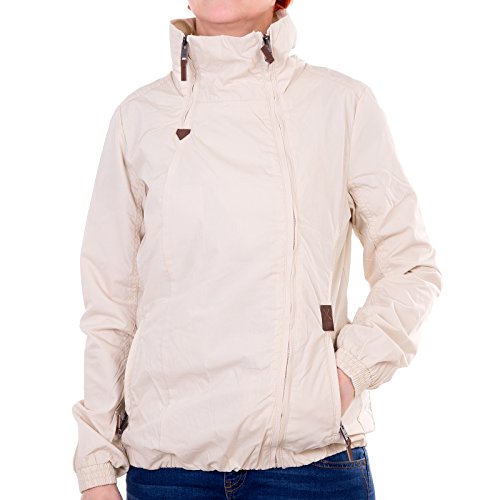 Stitch & Soul Damen Übergangsjacke Stehkragen schräger Reissverschluss Light-beige XL von Stitch & Soul