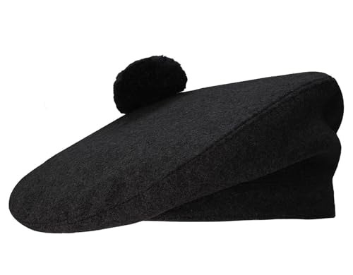 STITCHIFY Tam O Shanter Hat Bonnet Barett Balmoral Scottish Army Cap - Charcoal Grey, anthrazit, 60 von STITCHIFY