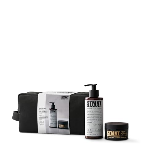 STMNT STATEMENT GROOMING GOODS Geschenkset für Männer | mit All-In-One-Cleanser 300ml + Fiber Pomade 100ml inkl. Kulturbeutel | Geschenkset Staygold | Männerpflege und Haarstyling von STMNT STATEMENT GROOMING GOODS