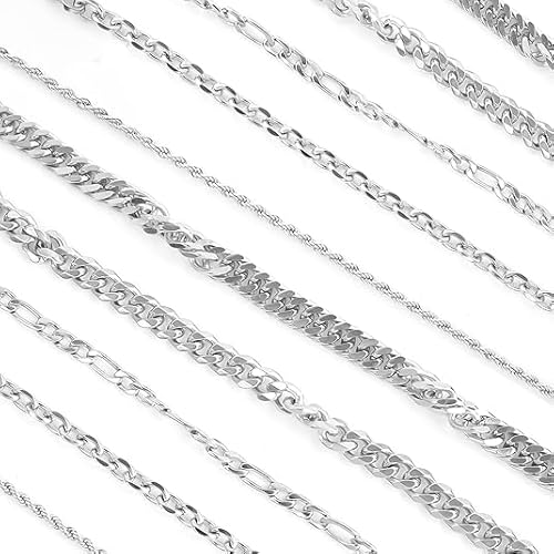 STNRST-IN 10PCS Edelstahl Armband Set, Verstellbar Modeschmuck Silber Ketten Armbänder, Multi Twist Kettenarmband für Herren Damen Hochzeitsfeier Weihnachten (Armbänder 7,5 Zoll) von STNRST-IN