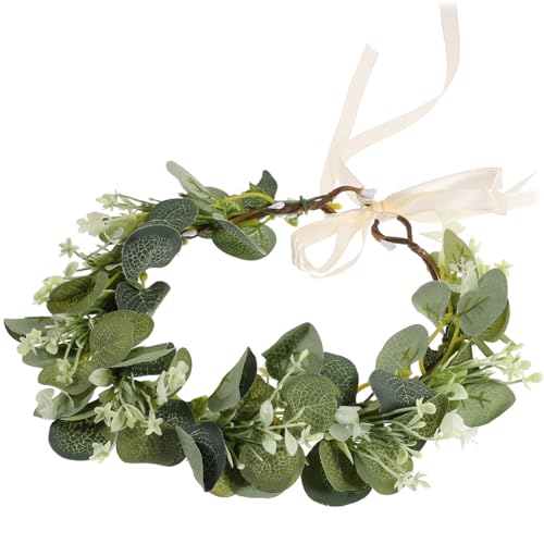 STOBAZA 1 Stück Hochzeitskranz-Kopfschmuck Handgefertigt Weiße Blumenkrone Grünes Blatt-Stirnband Floraler Kopfschmuck Feenhaarkranz Blumen-Haarschmuck Für Mädchen Jäten Braut von STOBAZA