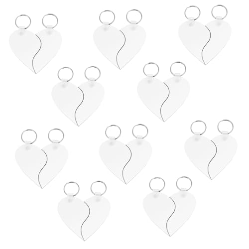 STOBAZA 10 Stück Teiliges Herz Schlüsselanhänger zum Selbstgestalten Leichte Blanko DIY Anhänger Stilvolle Farbige Schlüsselringe für Valentinstag Kompakt und Modisch als für Frauen von STOBAZA