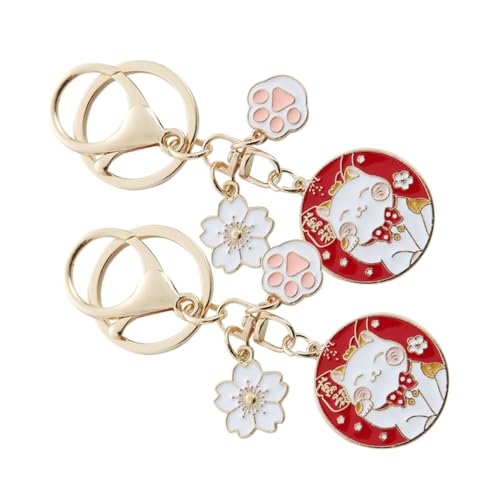 STOBAZA 2 Stück Glückskatze Schlüsselanhänger Süßer Katzenanhänger Metall Charm für Rucksack Tasche Geschenkidee Kreative Hängedeko Praktische Alltagsnutzung von STOBAZA