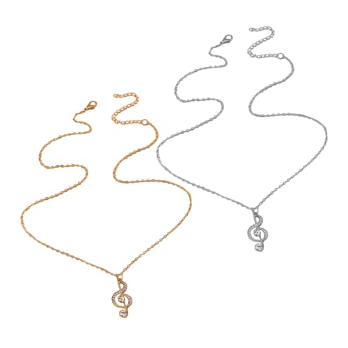 STOBAZA 2 Stück Halskette mit Musikalischer Notenanhänger Hip Hop Stil Funkelnde Strasssteine Clavicle Chain Trendiger Schmuck für Frauen Elegantes von STOBAZA