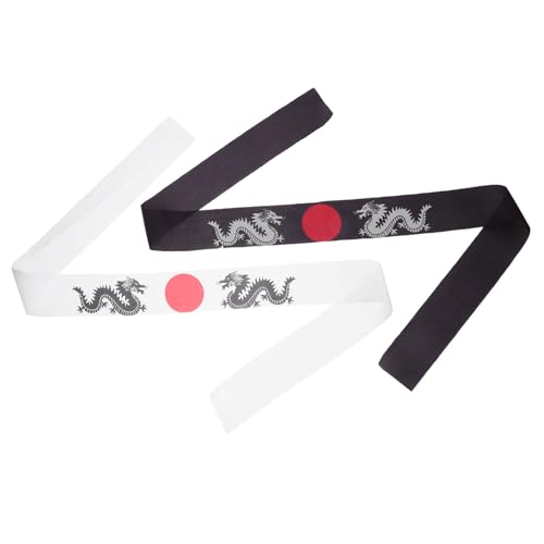 STOBAZA 2 Stück Japanisches Stirnband Weichem Polyester Atmungsaktiv Schweißabsorbierend Verstellbar für Karate Training Sport und Kochen Bequemes Haarband für Damen und Herren von STOBAZA