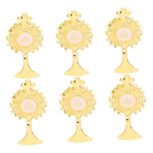STOBAZA 6 Stück Katholische Anstecknadeln First Communion Broschen mit Kreuzdesign Goldfarbene Religiöse Abzeichen als Partyzubehör und Spirituelles Andenken für Feierliche Anlässe von STOBAZA